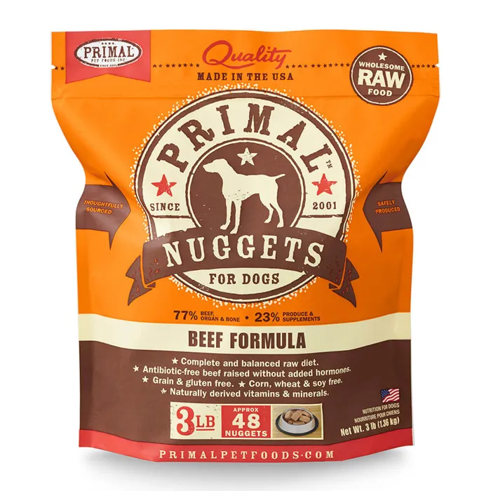 Raw Frozen Canine Beef Formula Nuggets Dog Food - 3lb